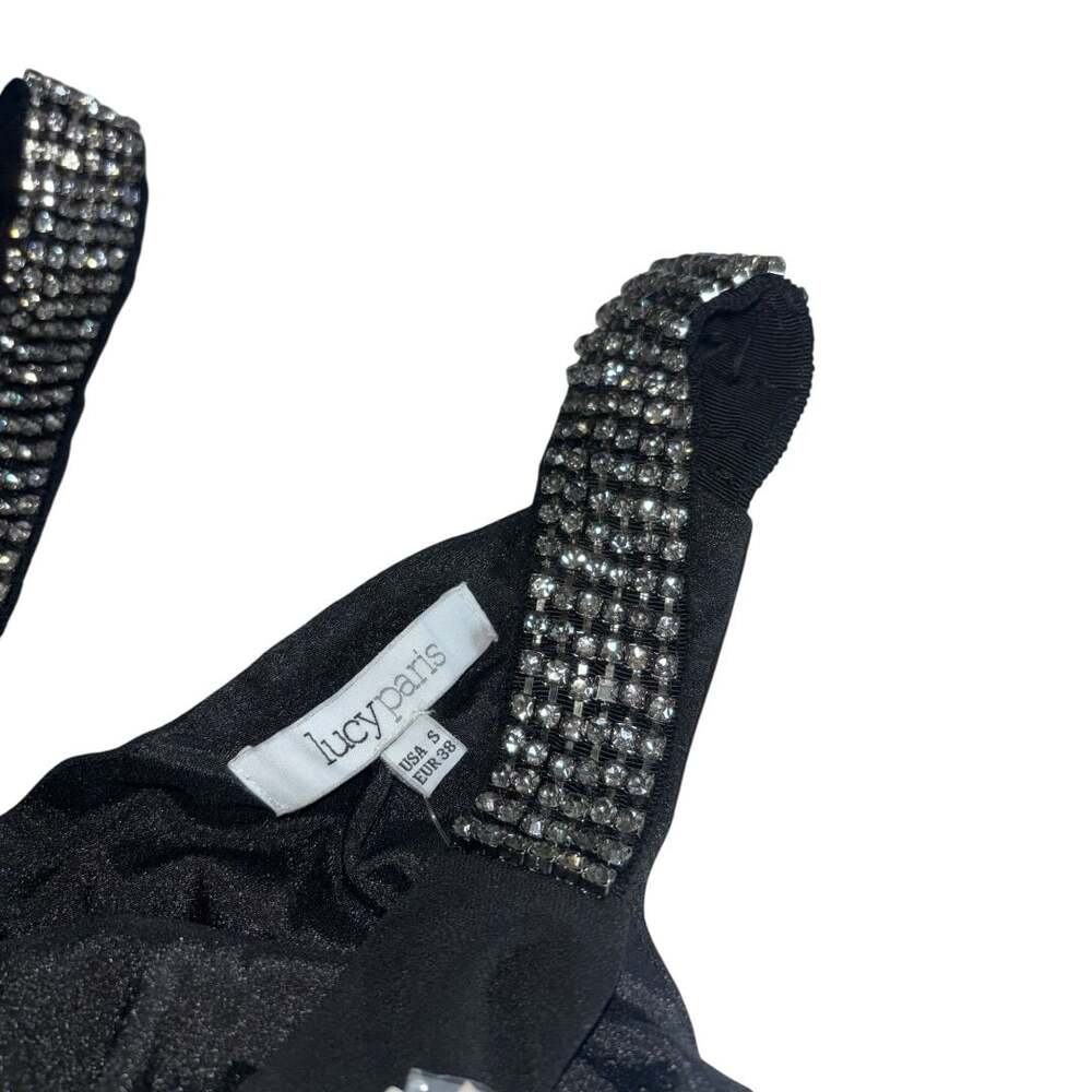 NWT Lucy Paris Black Rhinestone Strap Jumpsuit Size S - Picture 4 of 7